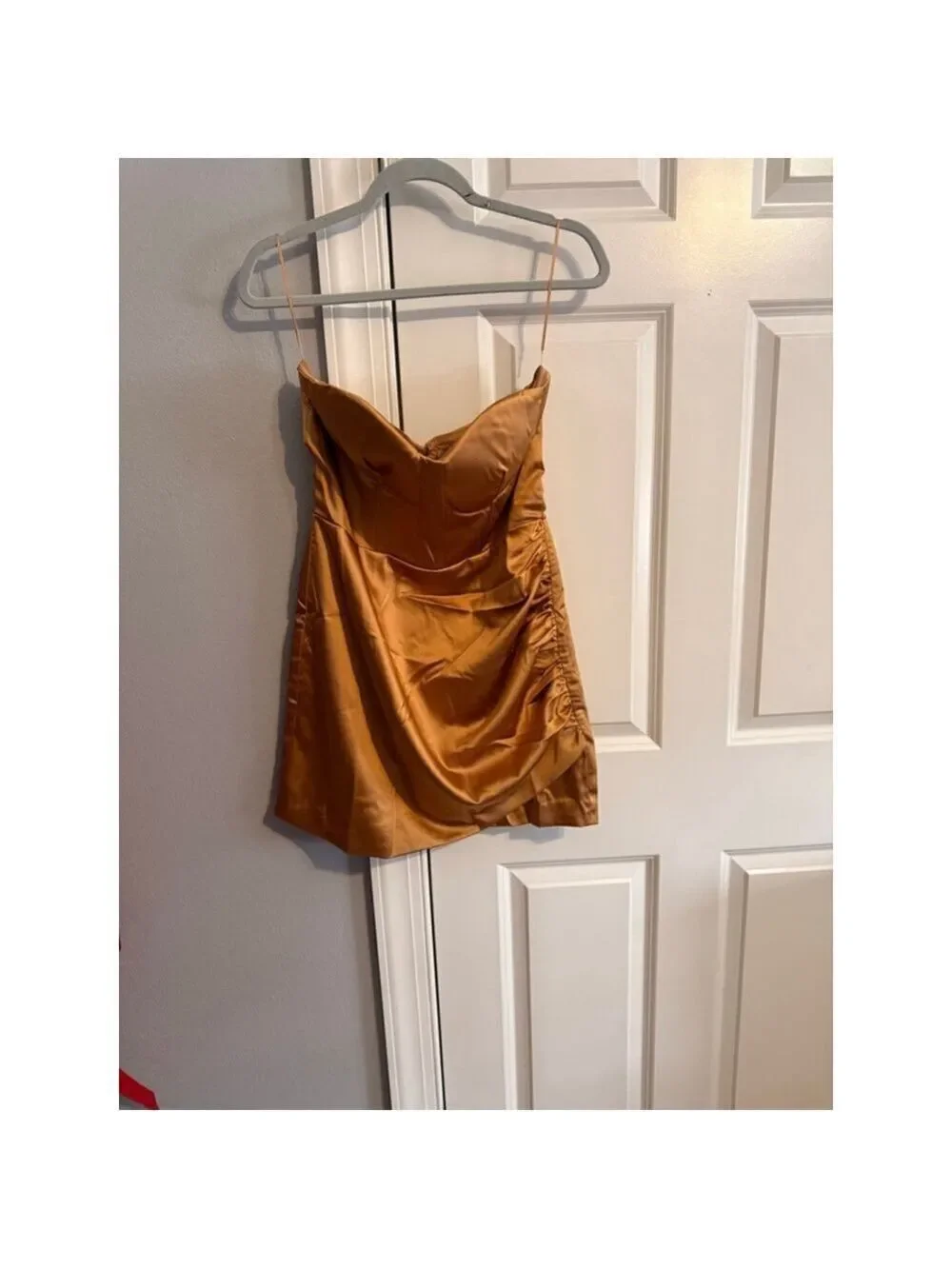 Women's Naked Wardrobe Gold Strapless Mini Dress L